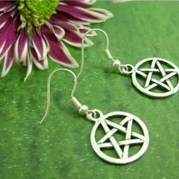 - pentagram earrings new w bonus Gift - Picture 2 of 4